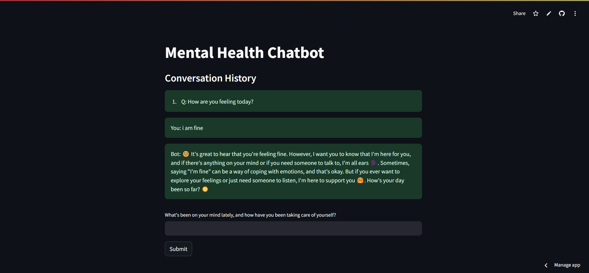 Mental Health Chatbot preview
