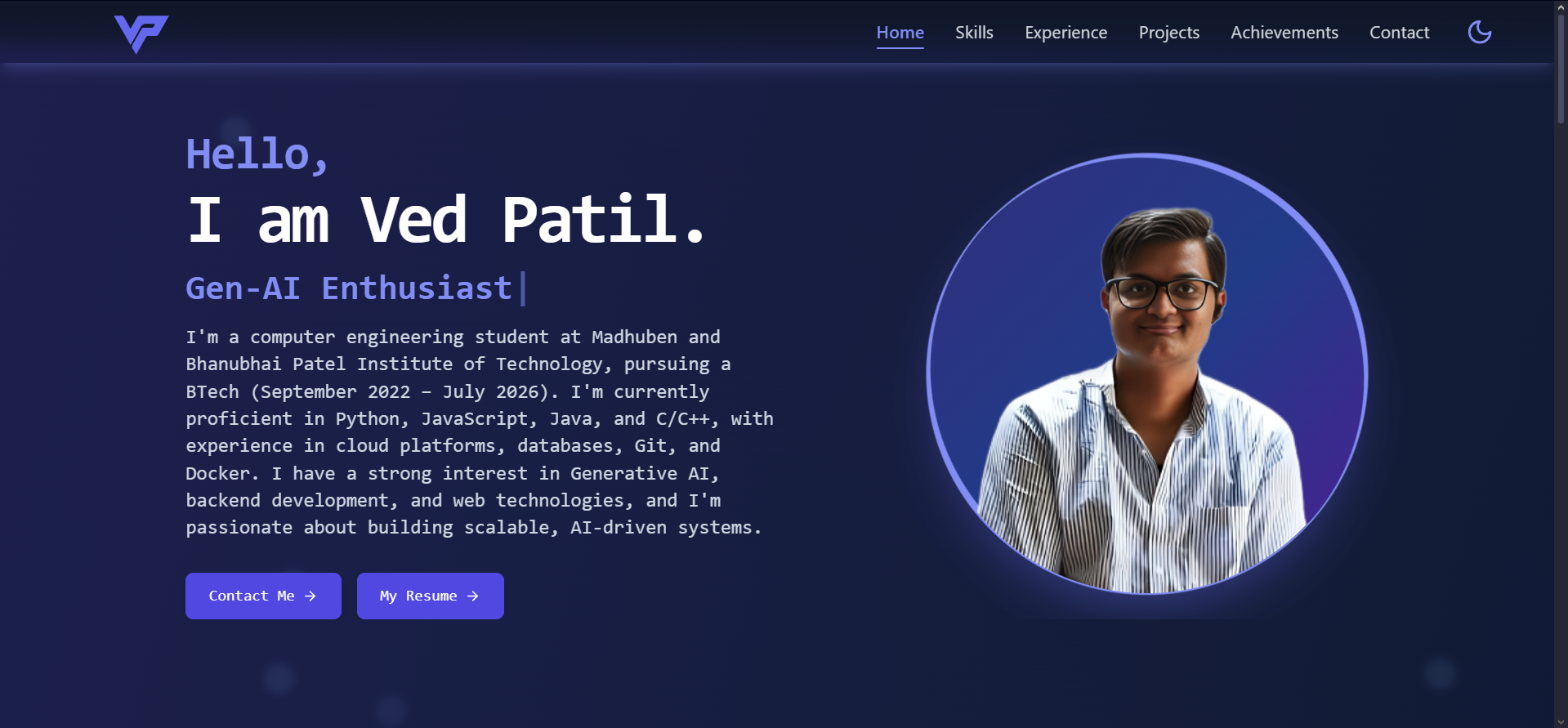 Developer Portfolio v1 screenshot